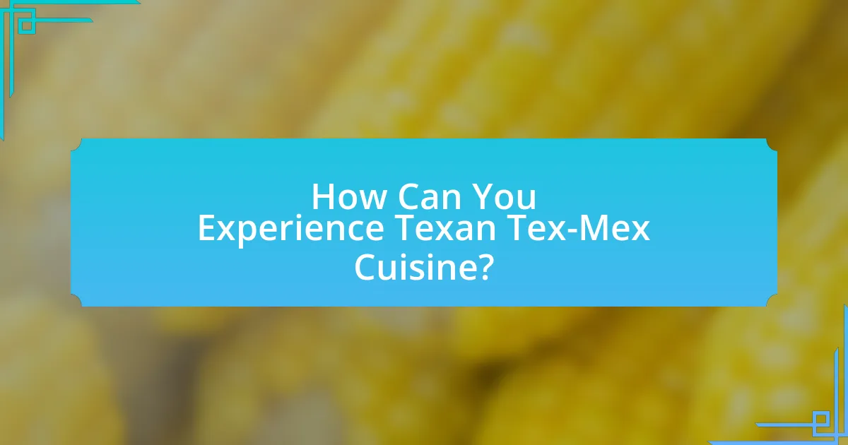 How Can You Experience Texan Tex-Mex Cuisine?
