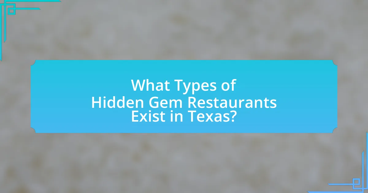 What Types of Hidden Gem Restaurants Exist in Texas?