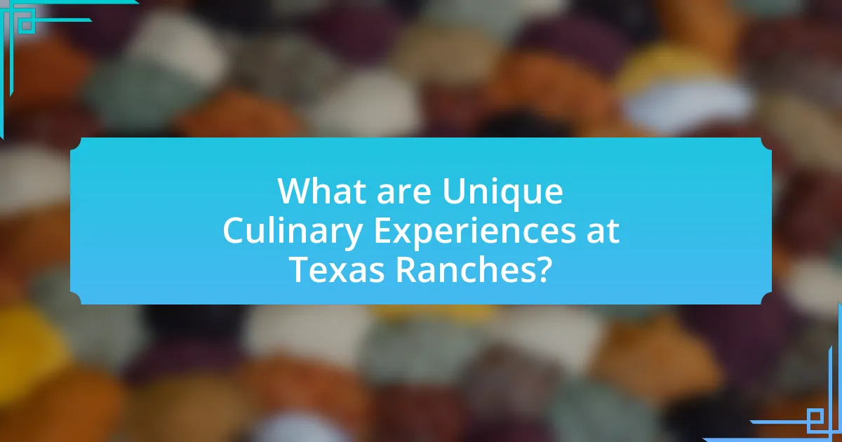 What are Unique Culinary Experiences at Texas Ranches?