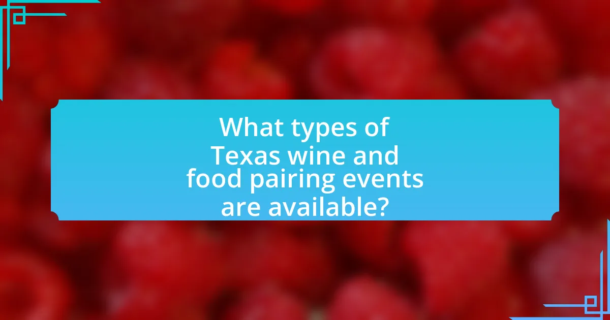 What types of Texas wine and food pairing events are available?